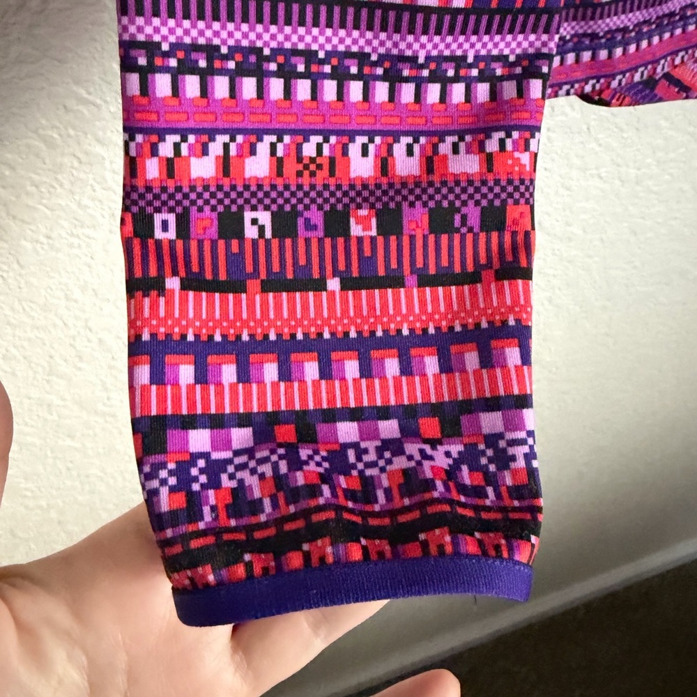 Nike Pro Women’s Dri-Fit 1/2 Zip Performance Pullover M Purple Pink 8 Bit Print - Picture 6 of 10